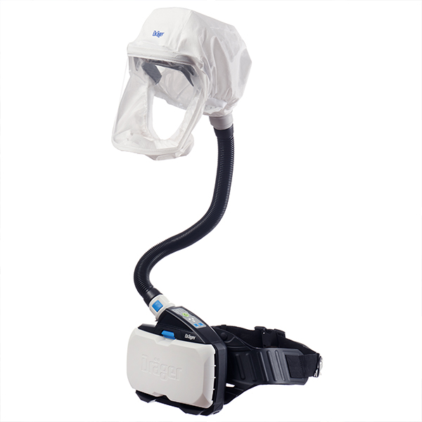 Dräger X-plore 8000 Kurze Haube Set Atemschutzgerät mit kurzer Haube und ergonomischem Luftansaugschlauch.