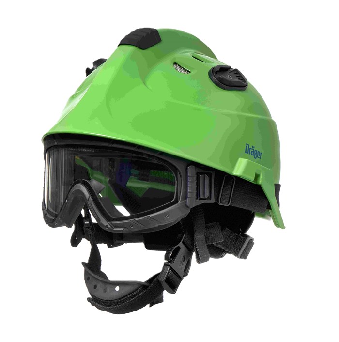 Sicherheitshelm HPS 3500 mit Schutzbrille Grüner Sicherheitshelm Dräger HPS 3500 mit Schutzbrille.
