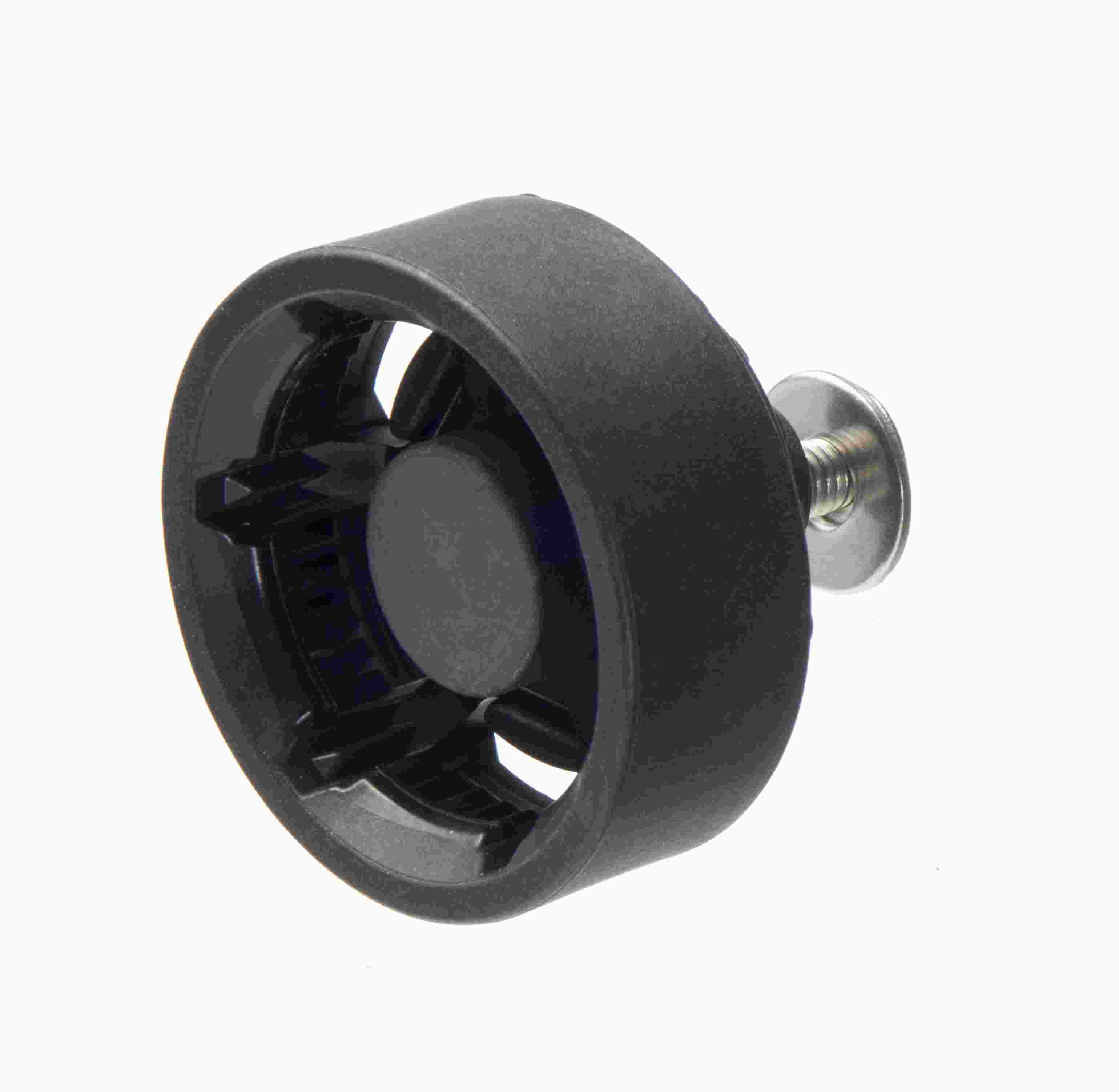 Schwarzer Adapter mit Befestigungsschraube für Sicherheitshelm.