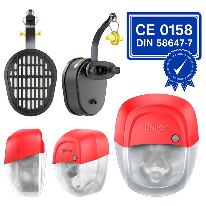Atemschutzprodukte von Dräger im Detail Vier Atemmasken von Dräger mit CE-Zertifikat DIN 58647-7.