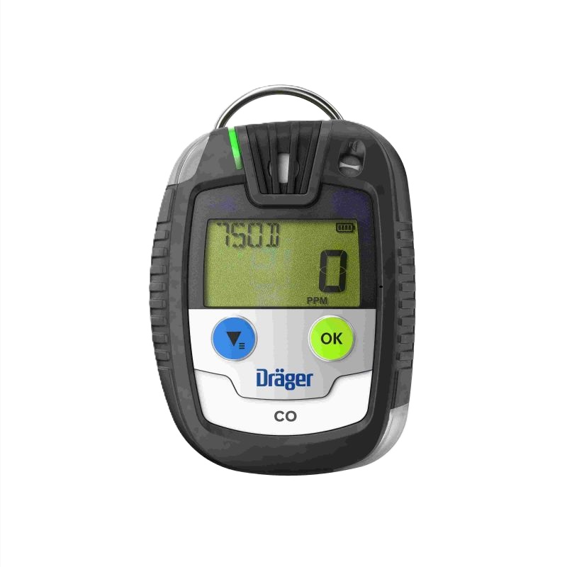 Dräger CO-Gaswarngerät Tragbares Gerät zur CO-Gasmessung mit Display und Tasten.