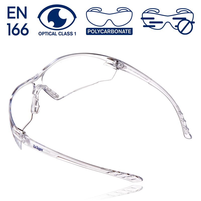 Sicherheitsschutzbrille Dräger X-pect 8320 Transparente Schutzbrille aus Polycarbonat mit EN 166 Zertifizierung.