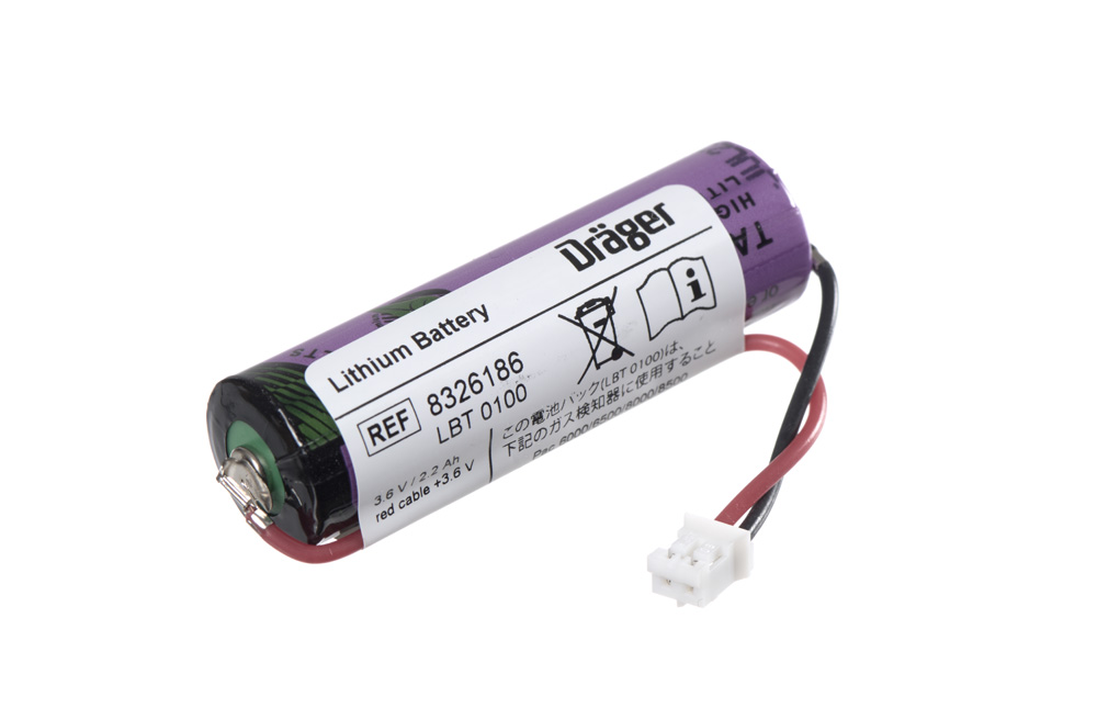 Dräger Lithium Batterie LBT 0100 Lila Dräger Lithium Batterie mit Kabel und Stecker.