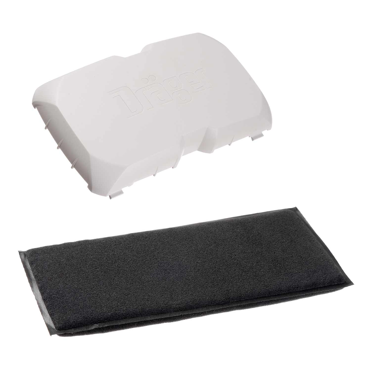 X-plore 8000 Geruchsfilter-Set Set besteht aus weißem Filtergehäuse und schwarzem Filterelement.