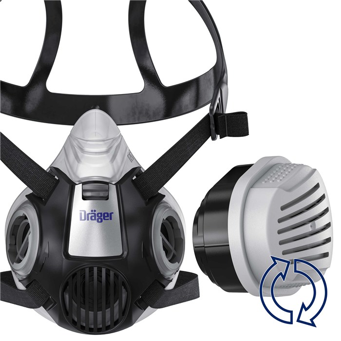 Dräger X-plore 3300 Halbmaske A2P3 Halbmaske mit Filter und Kopfhalterung von Dräger.