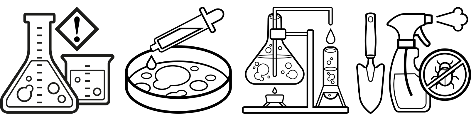vier Icons zur Anwendung des X-plore 3300 Chemiearbeitersets
