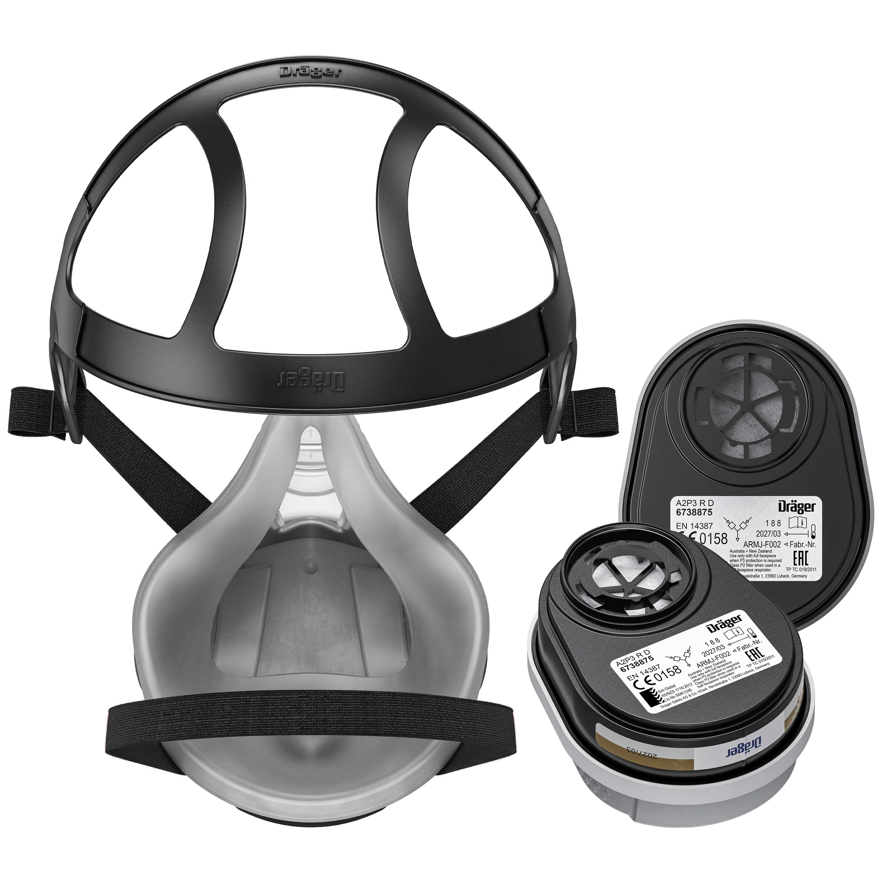 Abgebildet ist eine Dräger Halbmaske mit A2P3 Filter, Schutz für Atemwege.