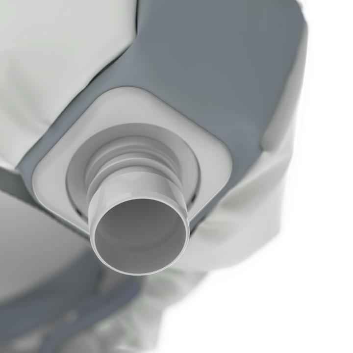 Sicherheitsventil für Atemschutzgerät Nahaufnahme eines grauen Sicherheitsventils an Schutzkleidung.