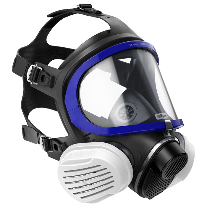 Dräger X-plore 5500 Vollmaske mit Bajonettsystem Bild einer Dräger X-plore 5500 Vollmaske mit Bajonettfilteradapter und P3 Filter.