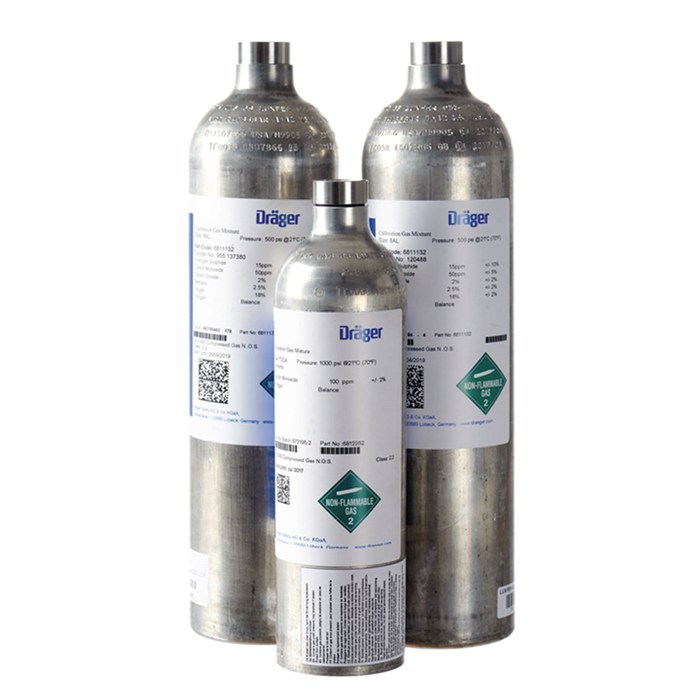 Dräger Prüfgas Kohlenstoffdioxid (CO₂) 500 ppm in Luft / 112 Liter, 70 bar 112 Stück