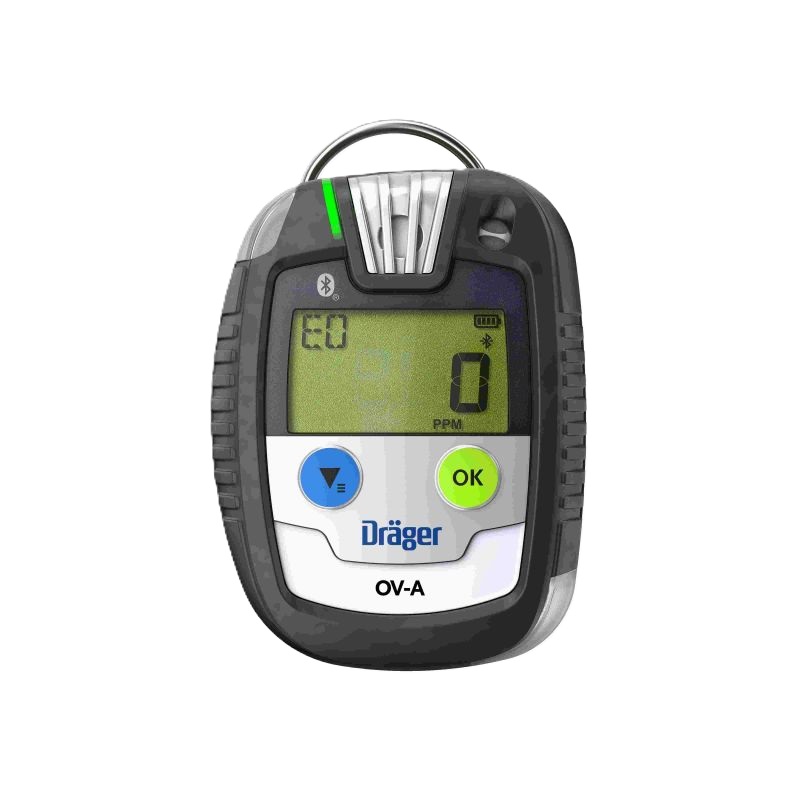 Dräger Gasdetektor – Modell OV-A Tragbarer Gasdetektor mit Display und Tasten, Dräger Logo sichtbar.