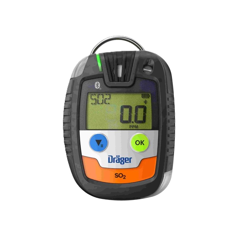 Dräger SO2 Gasdetektor für Sicherheit Tragbarer Gasdetektor für Schwefeldioxid mit LCD-Bildschirm und Bedienelementen von Dräger.