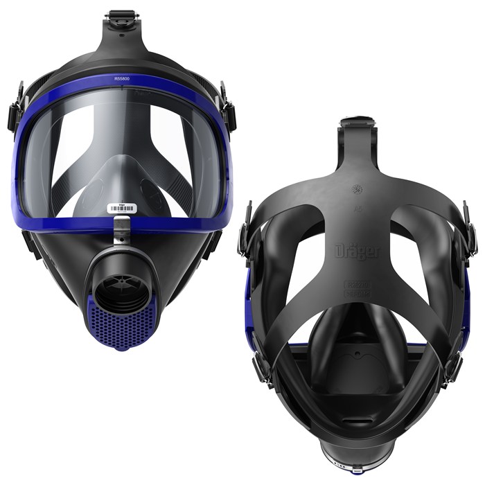 Dräger X-plore 6300 Vollmaske R55800 Front- und Rückansicht der Dräger X-plore 6300 Vollmaske.