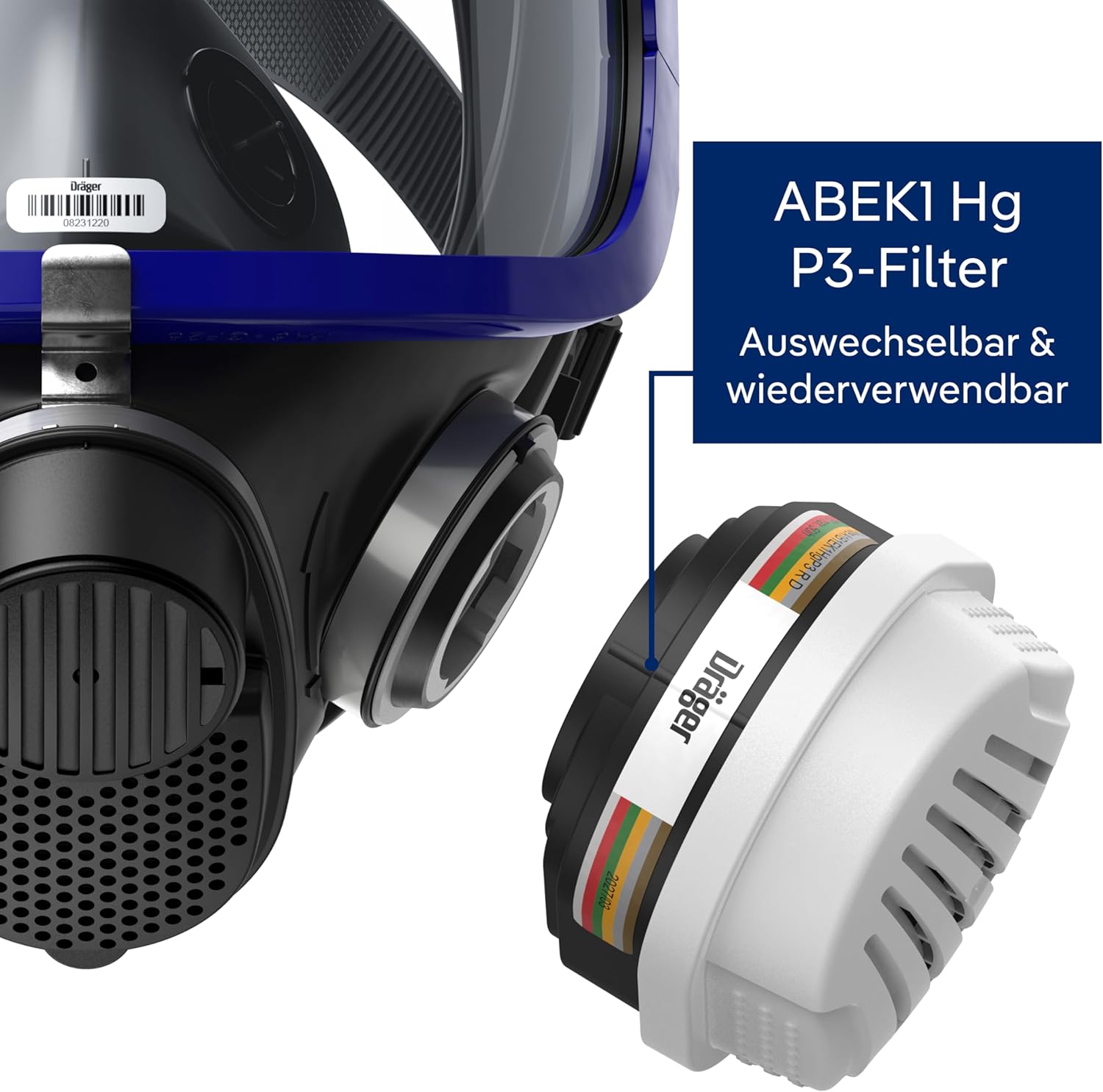 Dräger X-plore 6300 volgelaatsmasker met A2B2E2K2 P3 Hg R D gasmasker