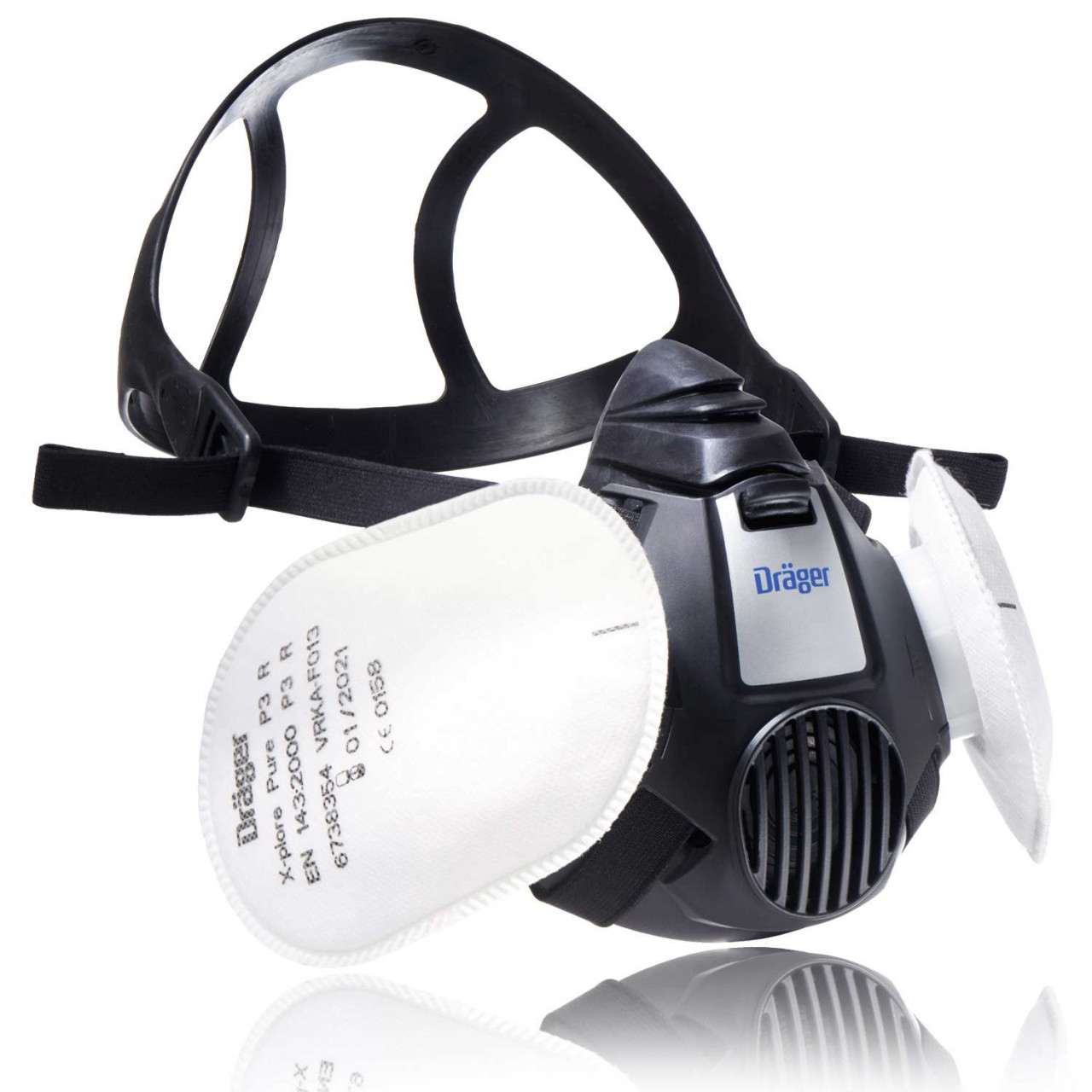 Flexibel En Comfortabel Masker Dräger X-plore 3300 Halfmasker Met P3 Filters - Voor Doe-het-zelf, Bouw, Metaalbewerking, Waterbestendig, Maat L Mask Level 3